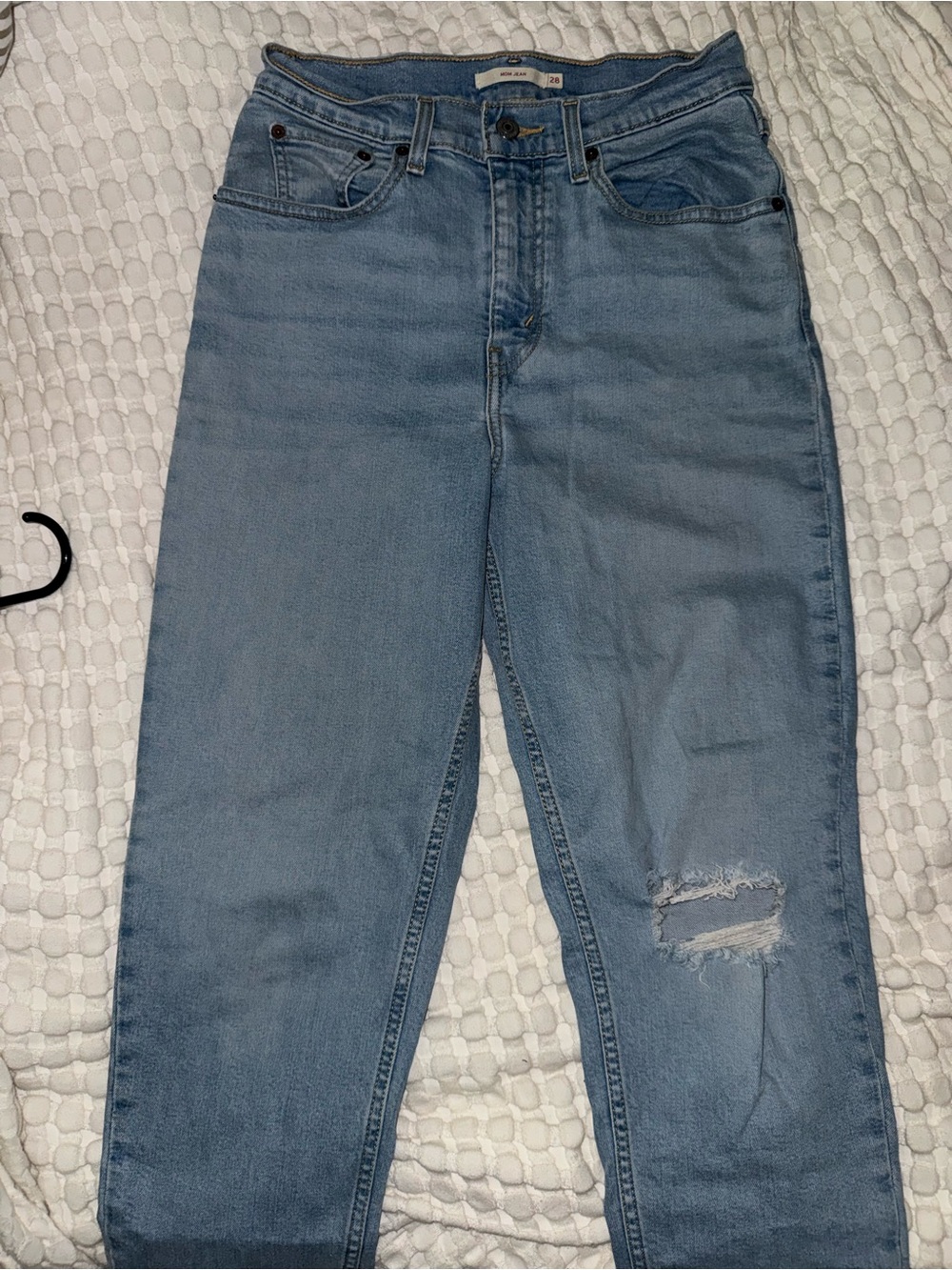 Levi's Light Blue Mom Jeans with Knee Distress